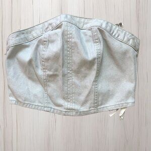 Zara Silver Denim Tube Top